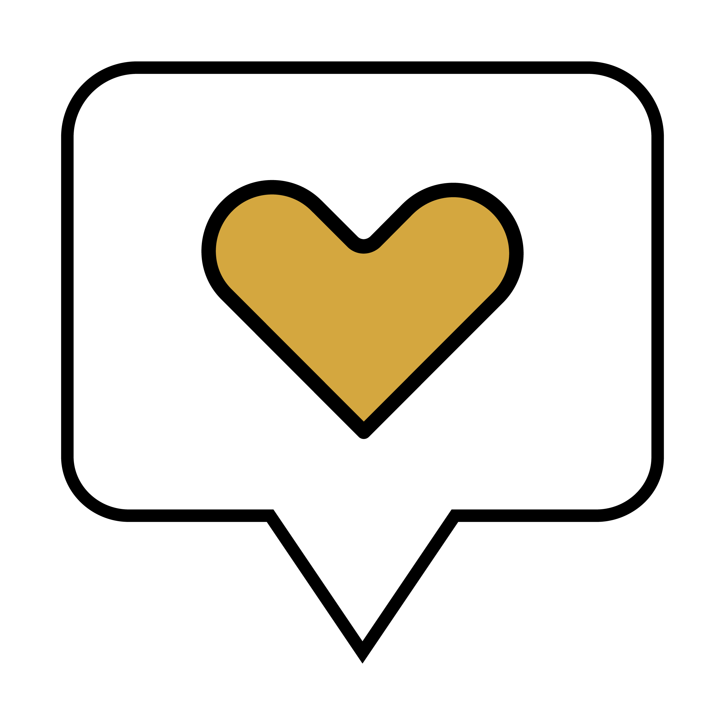 An icon of a chat bubble and heart that represents the clear communication Two Chicks Homes provides