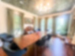 remodeled dining room near Huntersville NC with wallpapered ceiling,