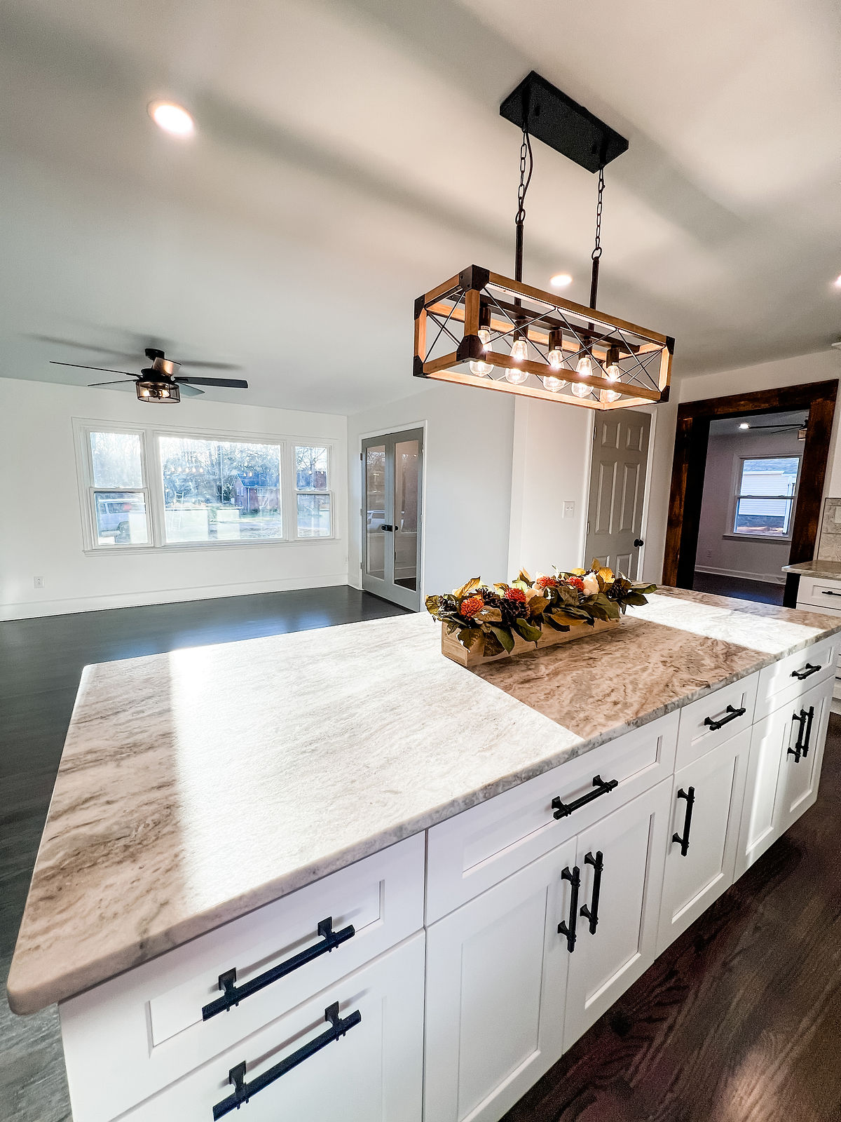 open concept kitchen and living area