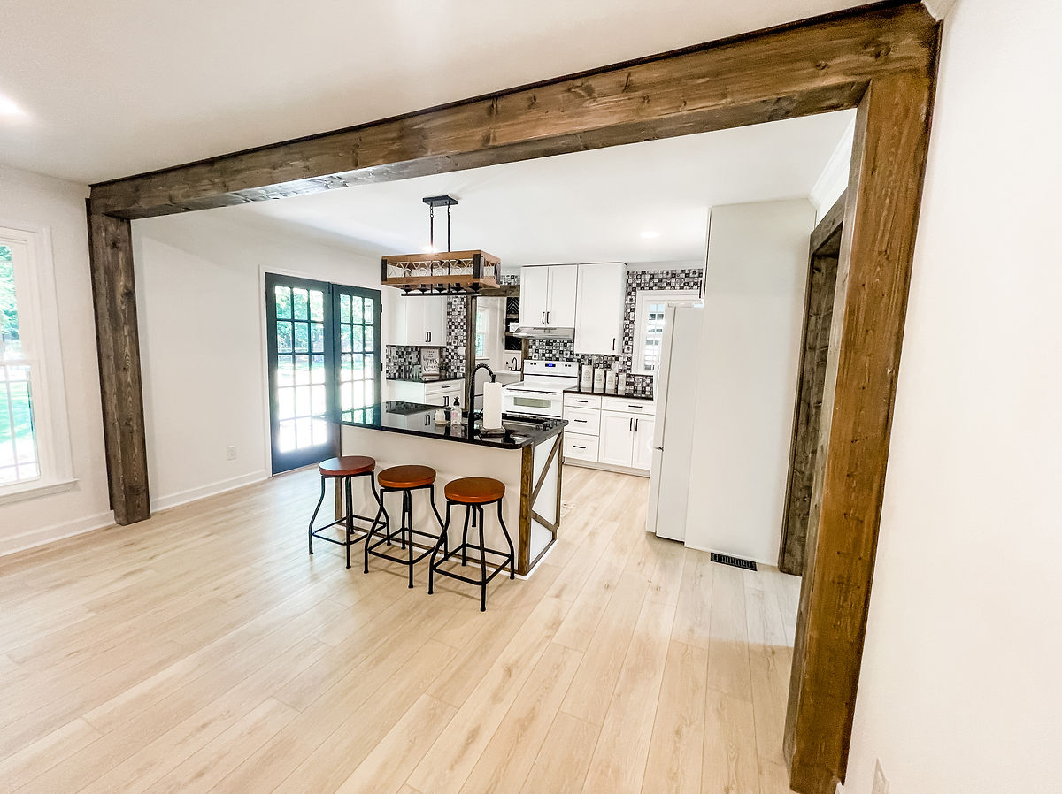open concept kitchen and living area